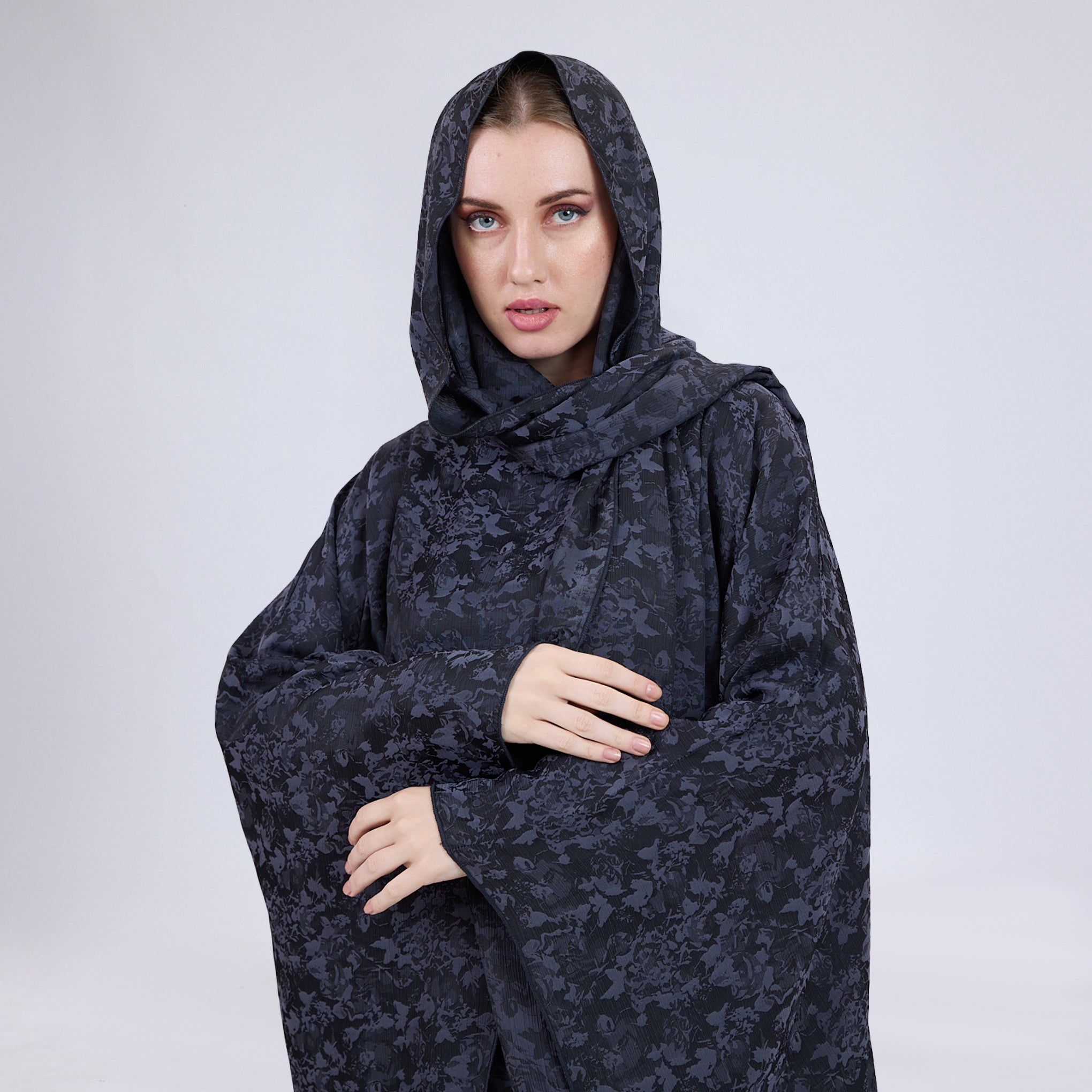 Printed Crinkle Crepe Kaftan Dress with Matching Hijab