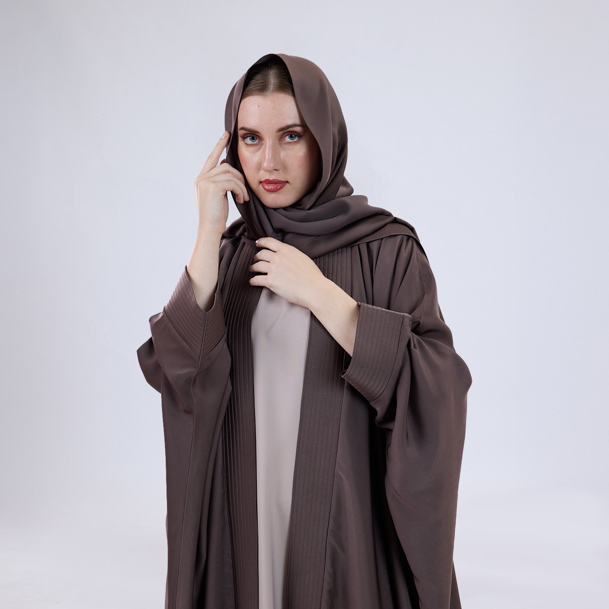 Soft Velvet Satin Open wrap Abaya with Matching Scarf