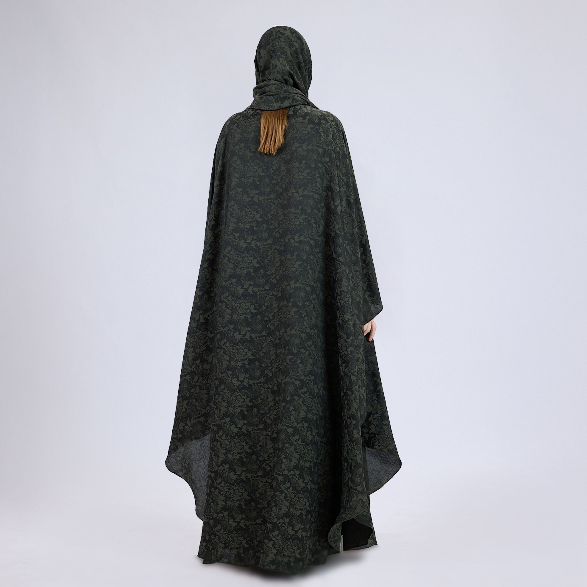 Printed Crinkle Crepe Kaftan Dress with Matching Hijab