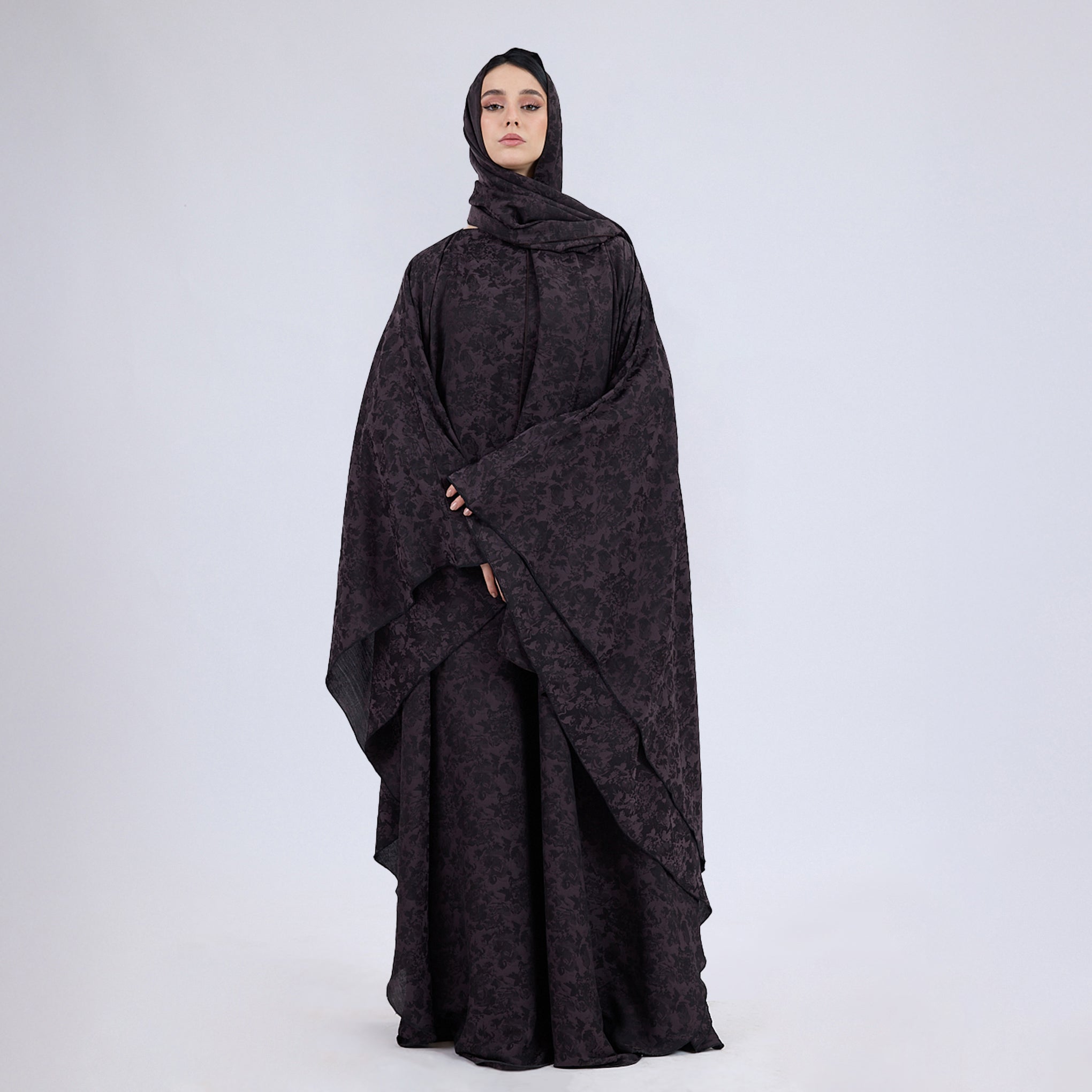Printed Crinkle Crepe Kaftan Dress with Matching Hijab
