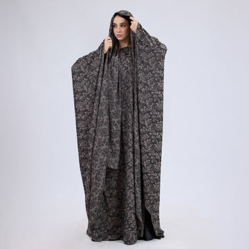 Printed Crinkle Crepe Kaftan Dress with Matching Hijab