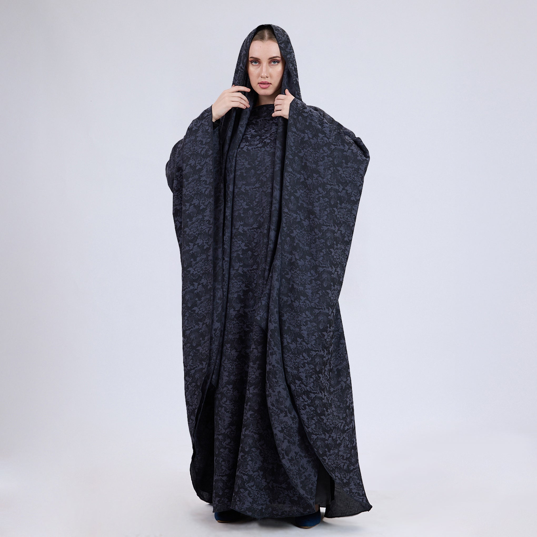 Printed Crinkle Crepe Kaftan Dress with Matching Hijab