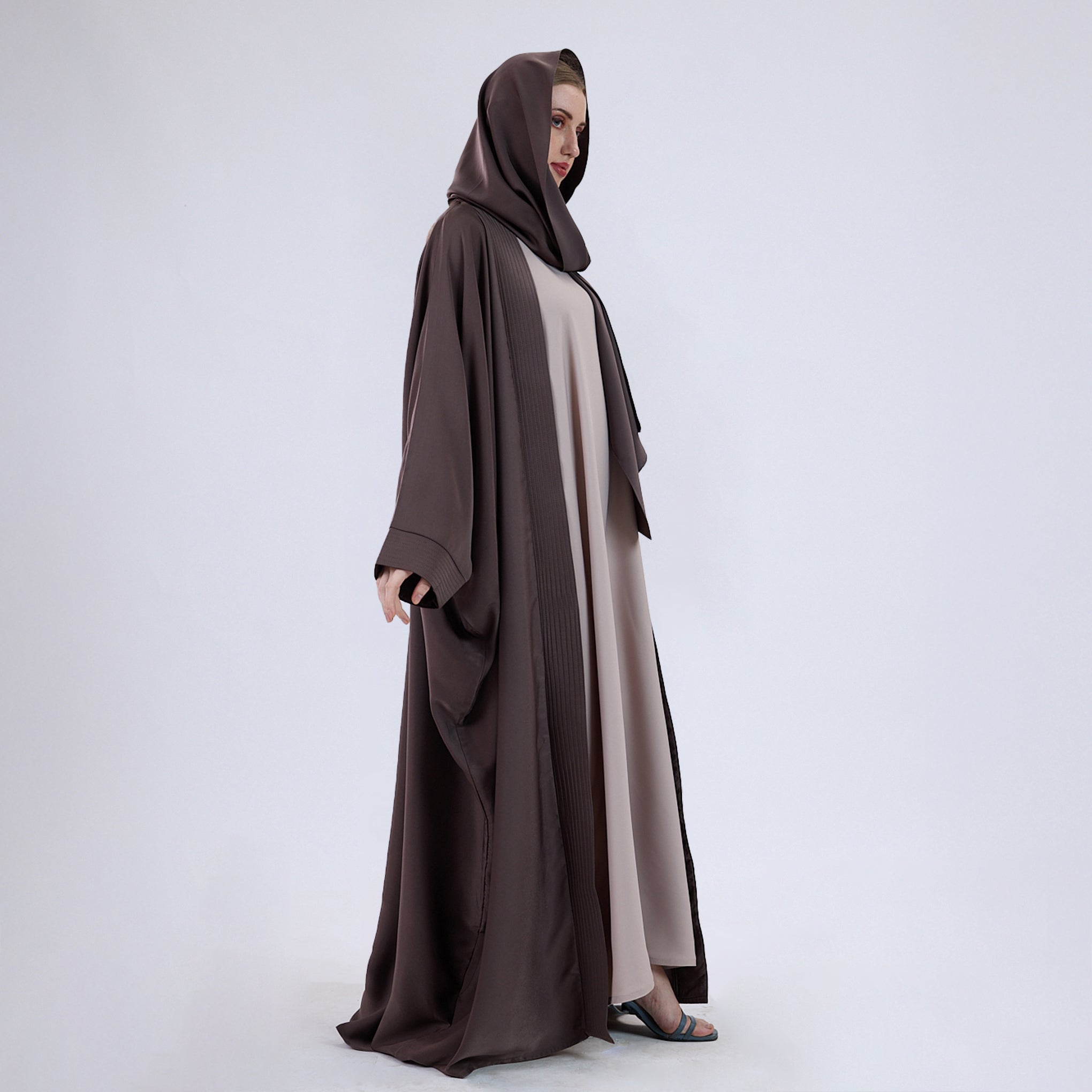 Soft Velvet Satin Open wrap Abaya with Matching Scarf