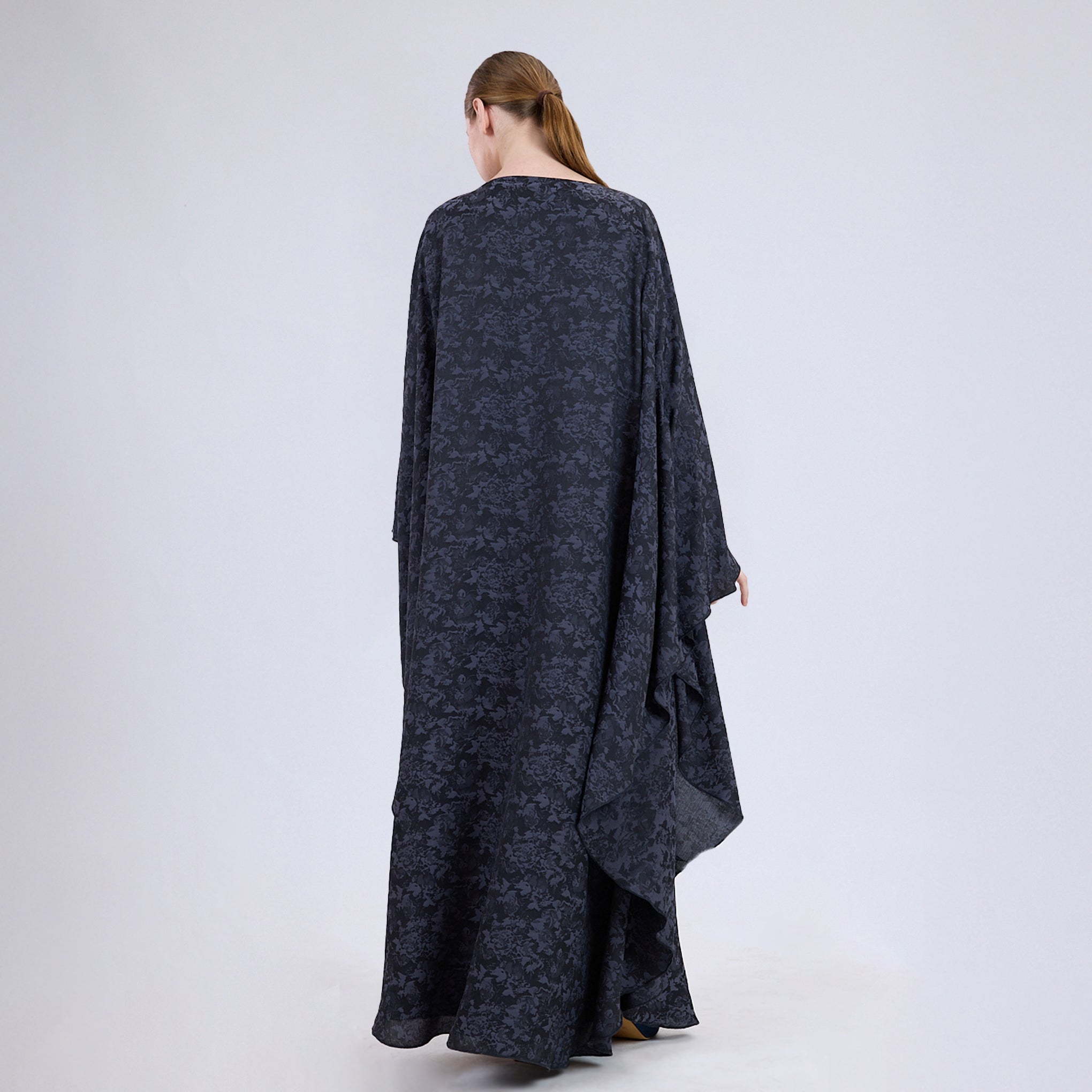 Printed Crinkle Crepe Kaftan Dress with Matching Hijab