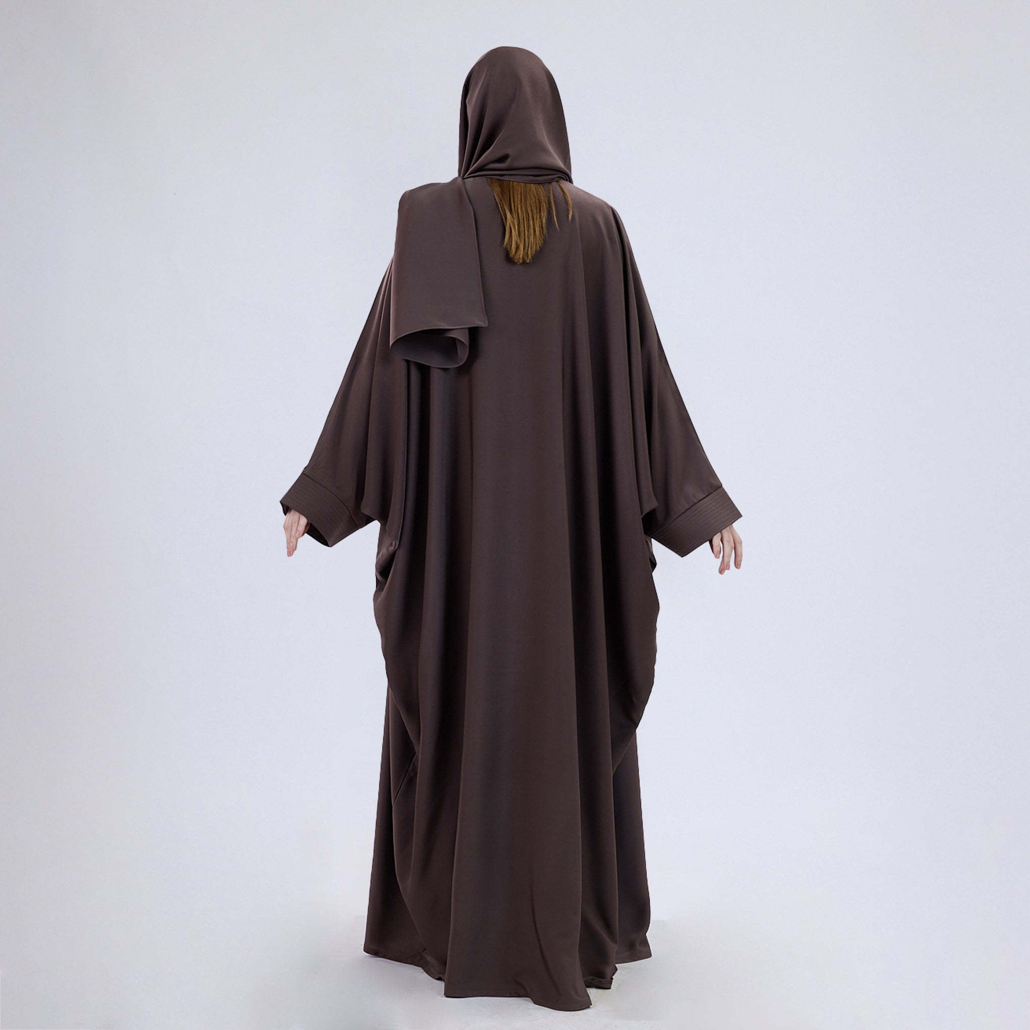Soft Velvet Satin Open wrap Abaya with Matching Scarf