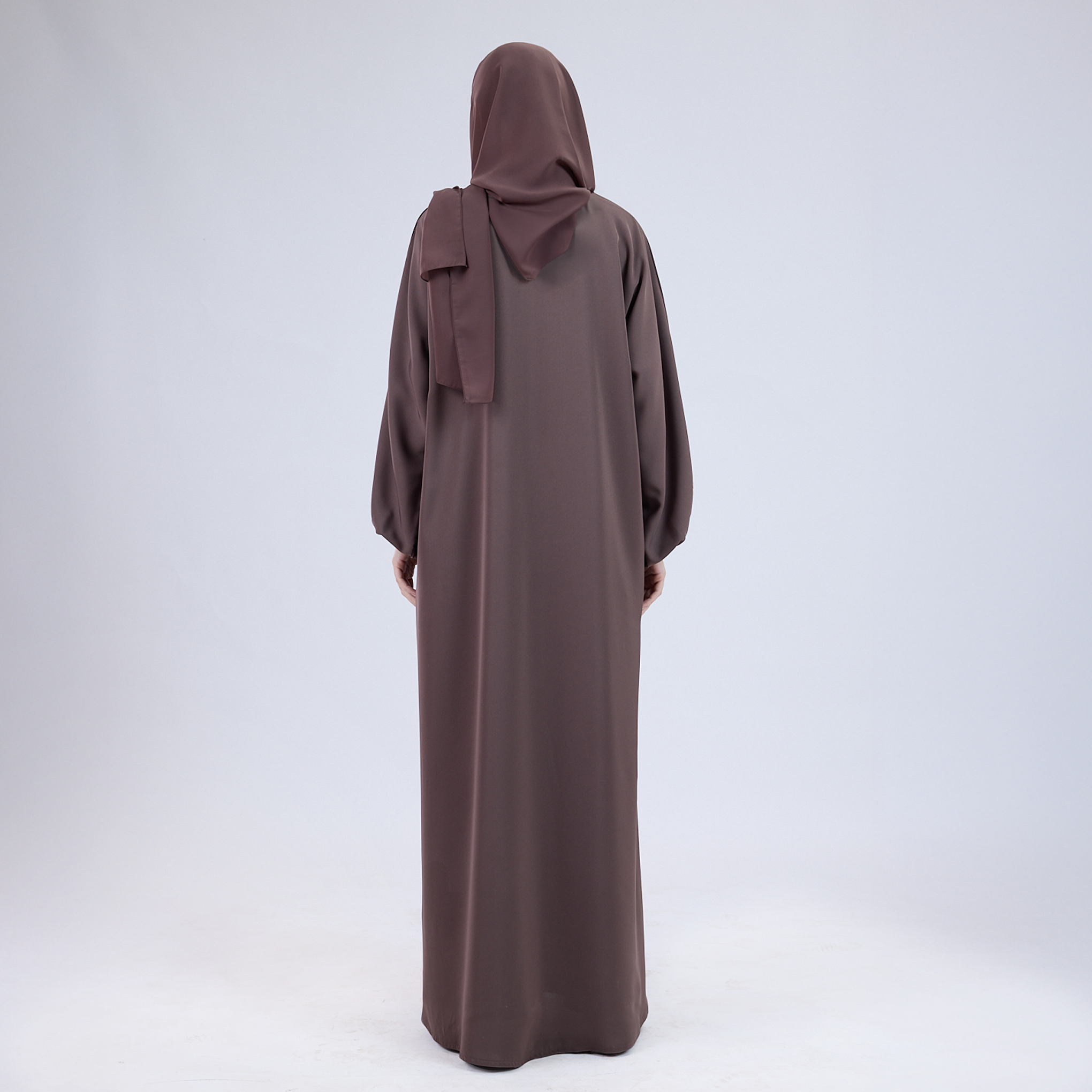 Nida Open Abaya with Elastic Sleeves Turkish Rose