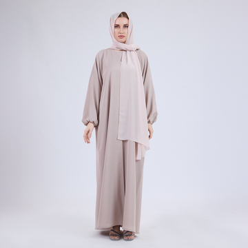 Nida Open Abaya with Elastic Sleeves