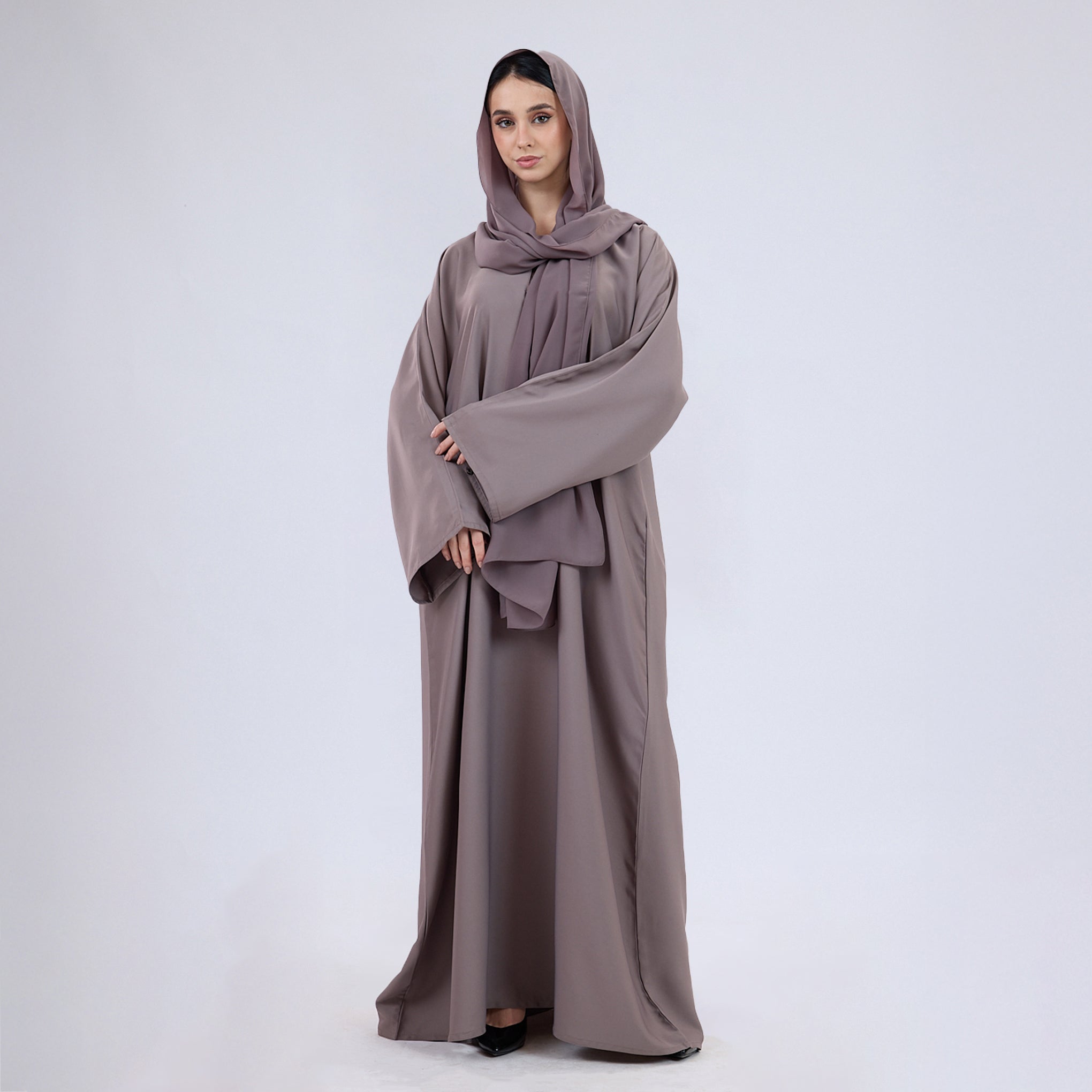 Nida Fabric Classic Closed Abaya With Wide Sleeves Desert Sand
