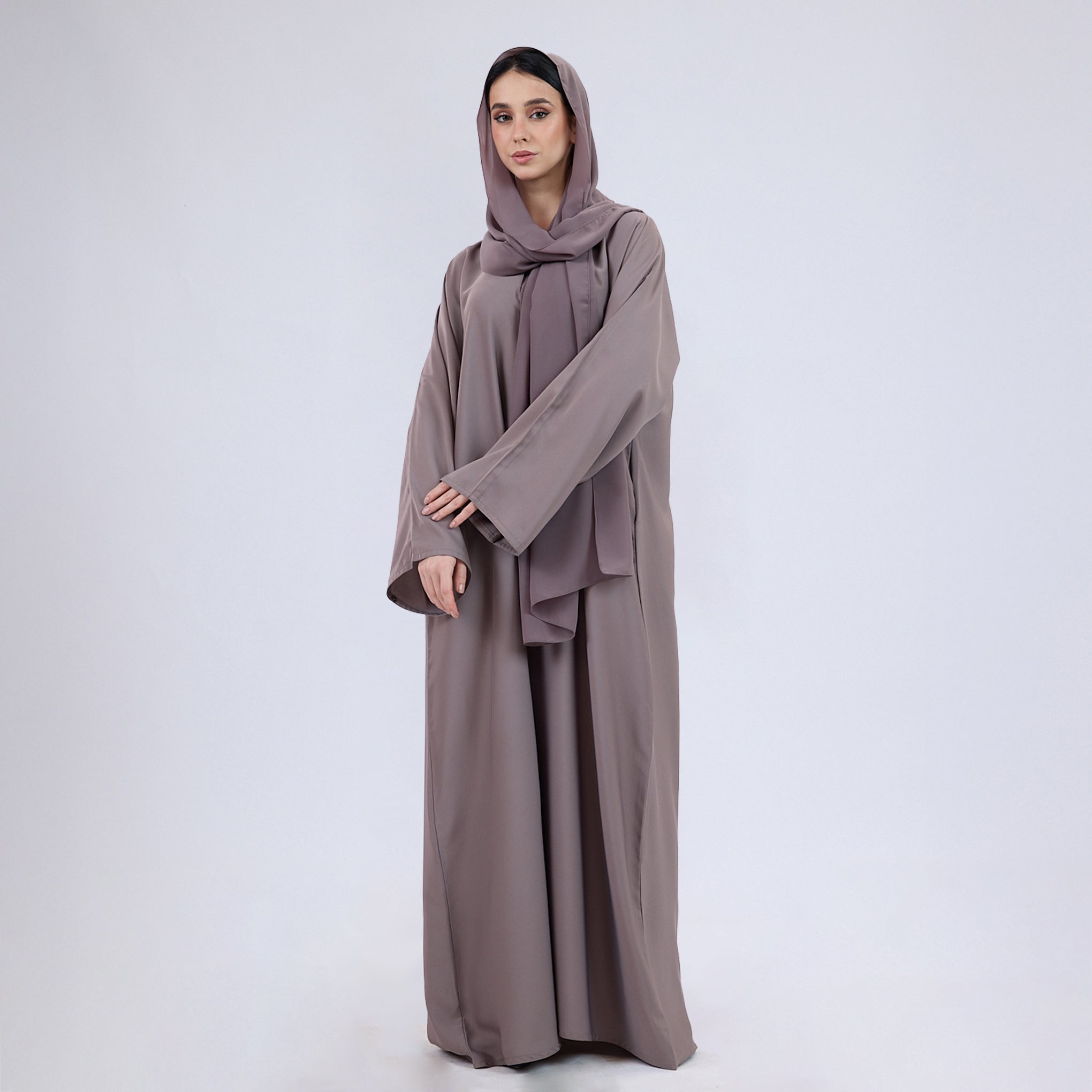 Nida Fabric Classic Closed Abaya With Wide Sleeves Desert Sand