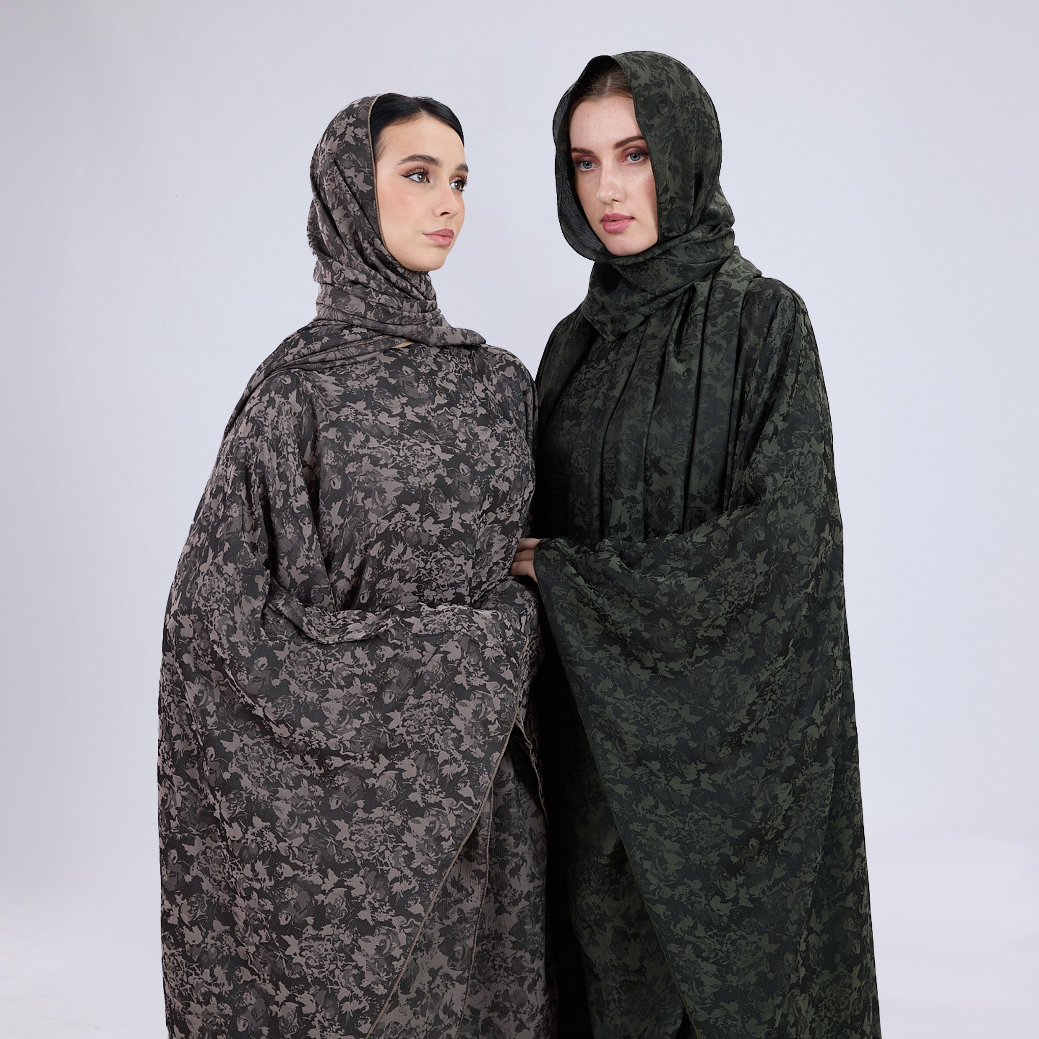 Printed Crinkle Crepe Kaftan Dress with Matching Hijab