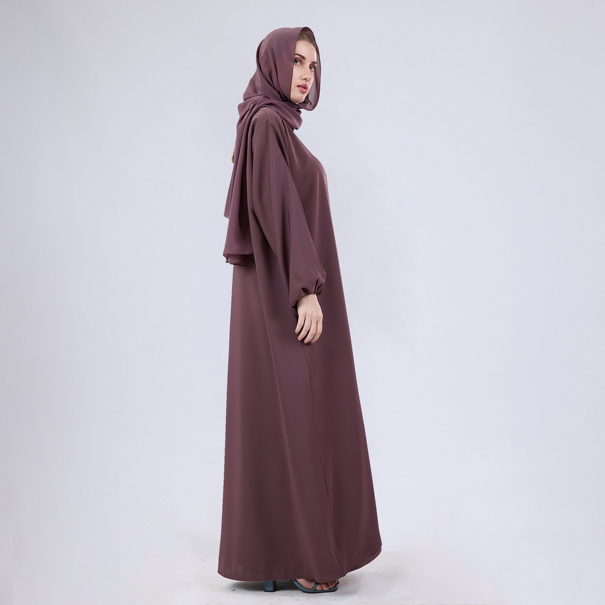 Nida Open Abaya with Elastic Sleeves